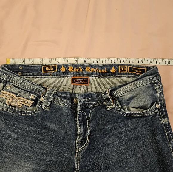 Rock Revival Blue Straight Leg Jeans Classic Denim - Picture 5 of 10